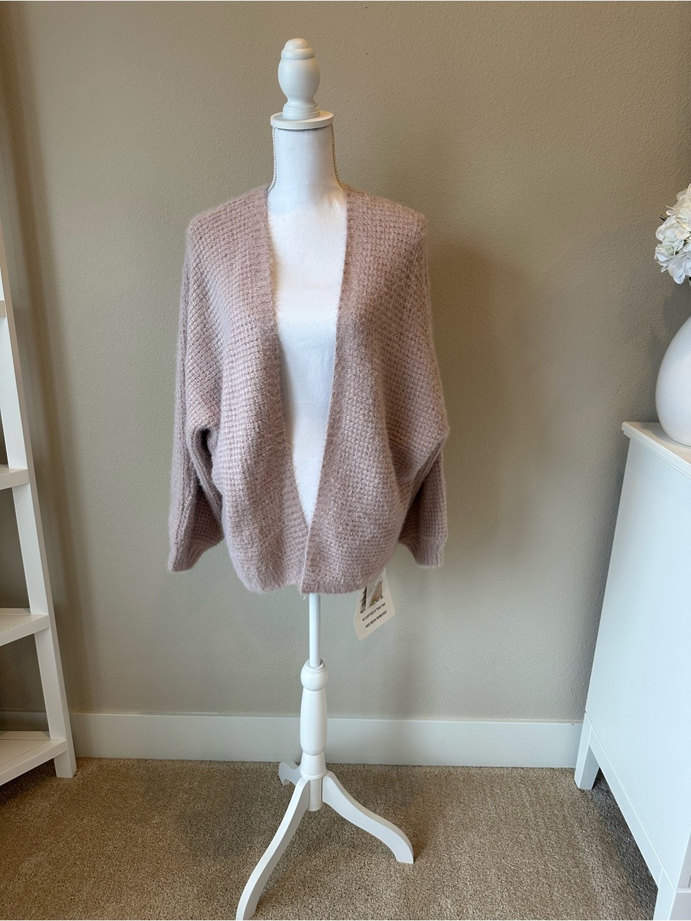 Chicwish Open-Front Cardigan Sweater - Dusty Rose
